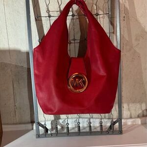 Michael Kors Large Red Slouchy Hobo Style Shoulder Bag-New